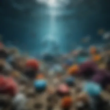 The Underwater Impact of Plastic Pollution A vibrant underwater scene highlighting the impact of plastic waste on marine life.