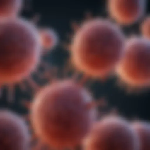 Microscopic view of aggressive B cell lymphoma cells