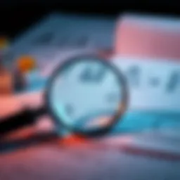 A magnifying glass over patent documents