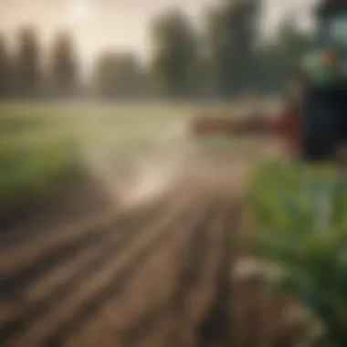 Pesticide Application in Agriculture Close-up of pesticide application on crops