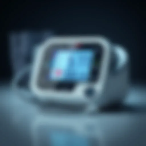A modern digital blood pressure monitor showcasing its display and features.