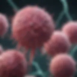 Illustration of breast cancer cells invading lymphatic vessels