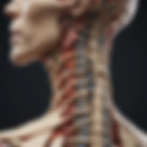 Detailed depiction of cervical spinal anatomy