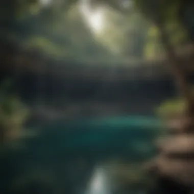 Sacred Cenote A view of the Sacred Cenote, a significant site for rituals and offerings in Mayan culture.