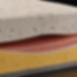 A cross-section of a high-density foam cushion illustrating pressure distribution