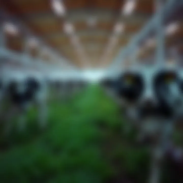 A futuristic dairy farm utilizing advanced technology for customized milk production