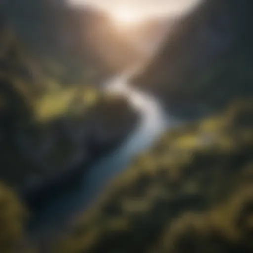 Aerial view of a DJI drone capturing stunning landscapes