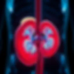 Illustration of kidney anatomy highlighting areas affected by AKI and CKD