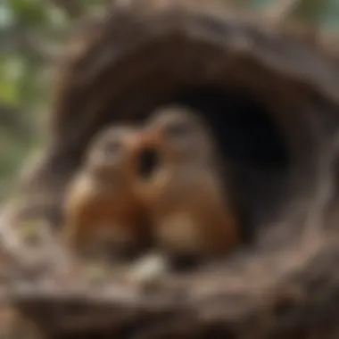 Birds interacting within their nest under the watch of a camera