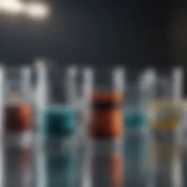 Chemical Sample Collection Chemical samples arranged in vials and containers