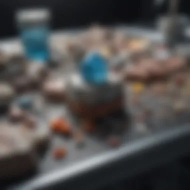 Geological Sample Analysis Geological samples displayed on a research table