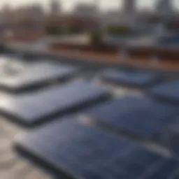 Solar panels arranged on a rooftop
