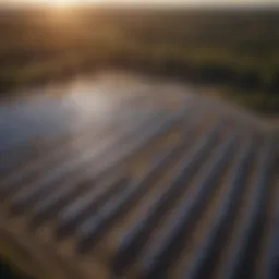 Aerial view of a solar farm in Massachusetts showcasing renewable energy efforts.