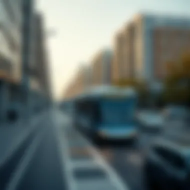 Public transport systems and bicycle lanes in a city