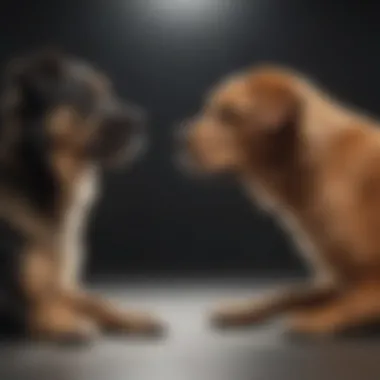 A Study in Contrast: Big and Little Dogs Together A side-by-side comparison of a big dog and a little dog interacting.