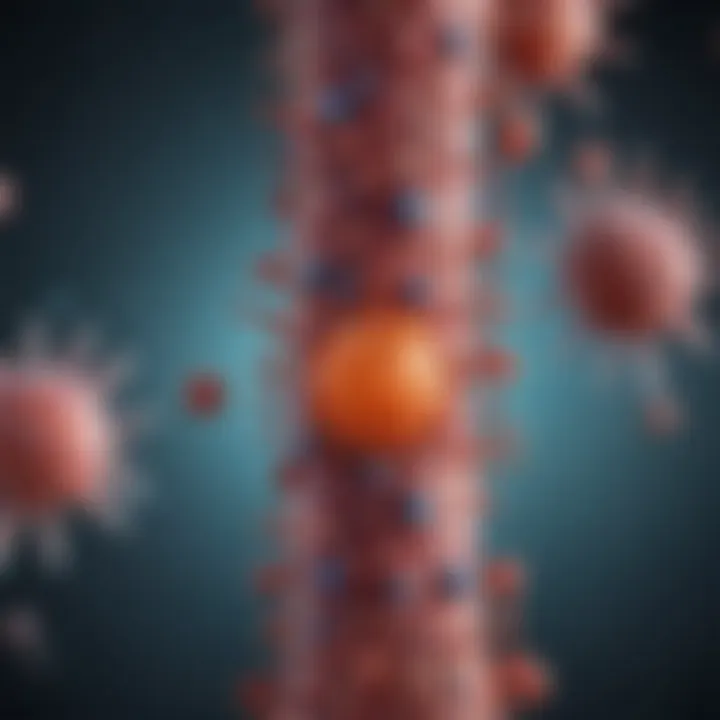 A visual representation of the immune system responding to a vaccine, illustrating antibodies and pathogens.