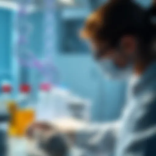 Visualizing Genetic Testing Protocols Genetic testing illustration showcasing DNA strands and laboratory equipment