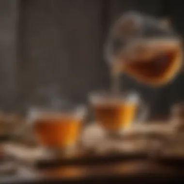 A Serene Moment with Ginseng Tea A serene setting with ginseng tea being poured into a cup