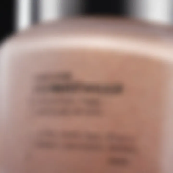 A detailed view of a skincare product label highlighting key ingredients.