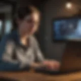 A student engaging in remote learning with a laptop
