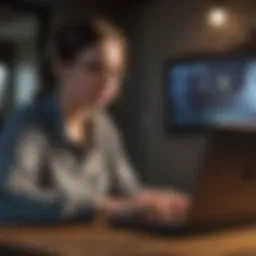 A student engaging in remote learning with a laptop