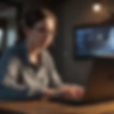 Remote Learning Experience A student engaging in remote learning with a laptop
