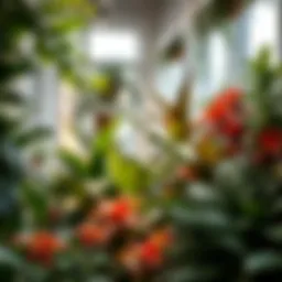 Lush indoor garden featuring various air-purifying plants