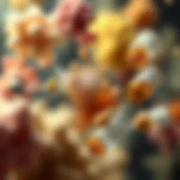 A detailed illustration showcasing various vaccine ingredients such as antigens and adjuvants.