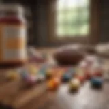 A vibrant array of health supplements on a wooden table