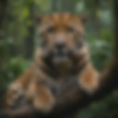 A majestic jaguar resting on a tree branch in the Amazon rainforest