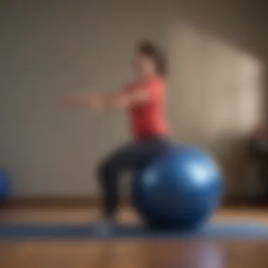 Individual practicing balance exercises on a stability ball