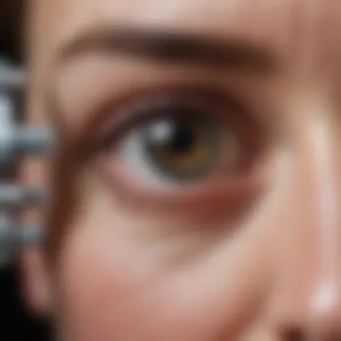 Patient Undergoing Eye Examination Patient receiving a thorough eye exam