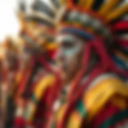 Vibrant ceremonial attire of an indigenous group in Mexico