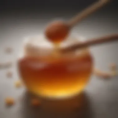 Close-up of Manuka honey showcasing its rich texture