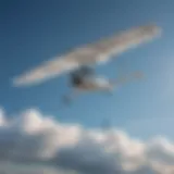 A sleek ultralight aircraft soaring through a clear blue sky