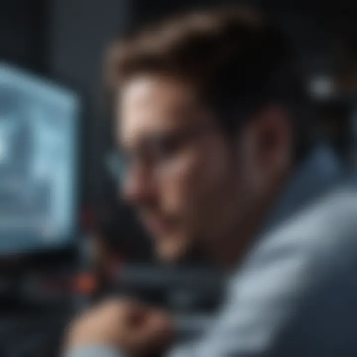 Researcher analyzing actigraphy data on a computer screen.