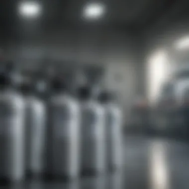 Calibration Gas Cylinders Calibration gas cylinders in a laboratory setting