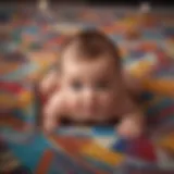 A baby exploring a colorful playmat, showcasing sensory engagement.