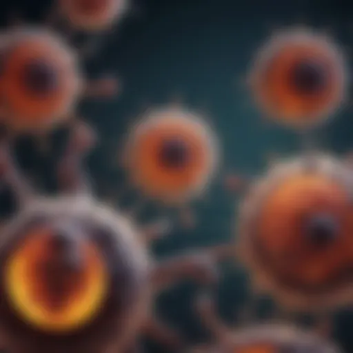 Detailed illustration of melanoma cells under a microscope