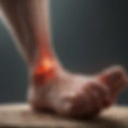 Detailed illustration of nerve damage in diabetic neuropathy