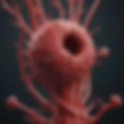Microscopic view of a blood clot showcasing cellular components