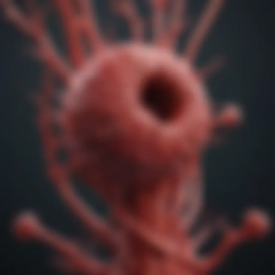 Microscopic view of a blood clot showcasing cellular components