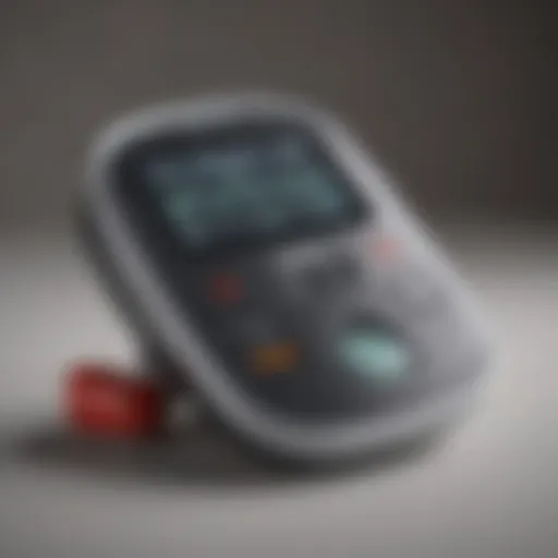 A sleek wireless diabetic meter displaying blood glucose levels with a modern design.