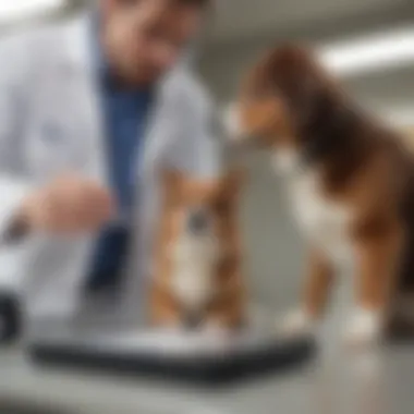 Veterinarian analyzing glucose data from a dog’s continuous monitoring system.